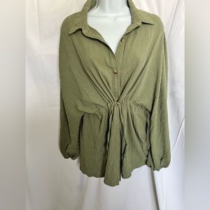 SHEIN Frenchy Solid Drawstring Waist Shirt